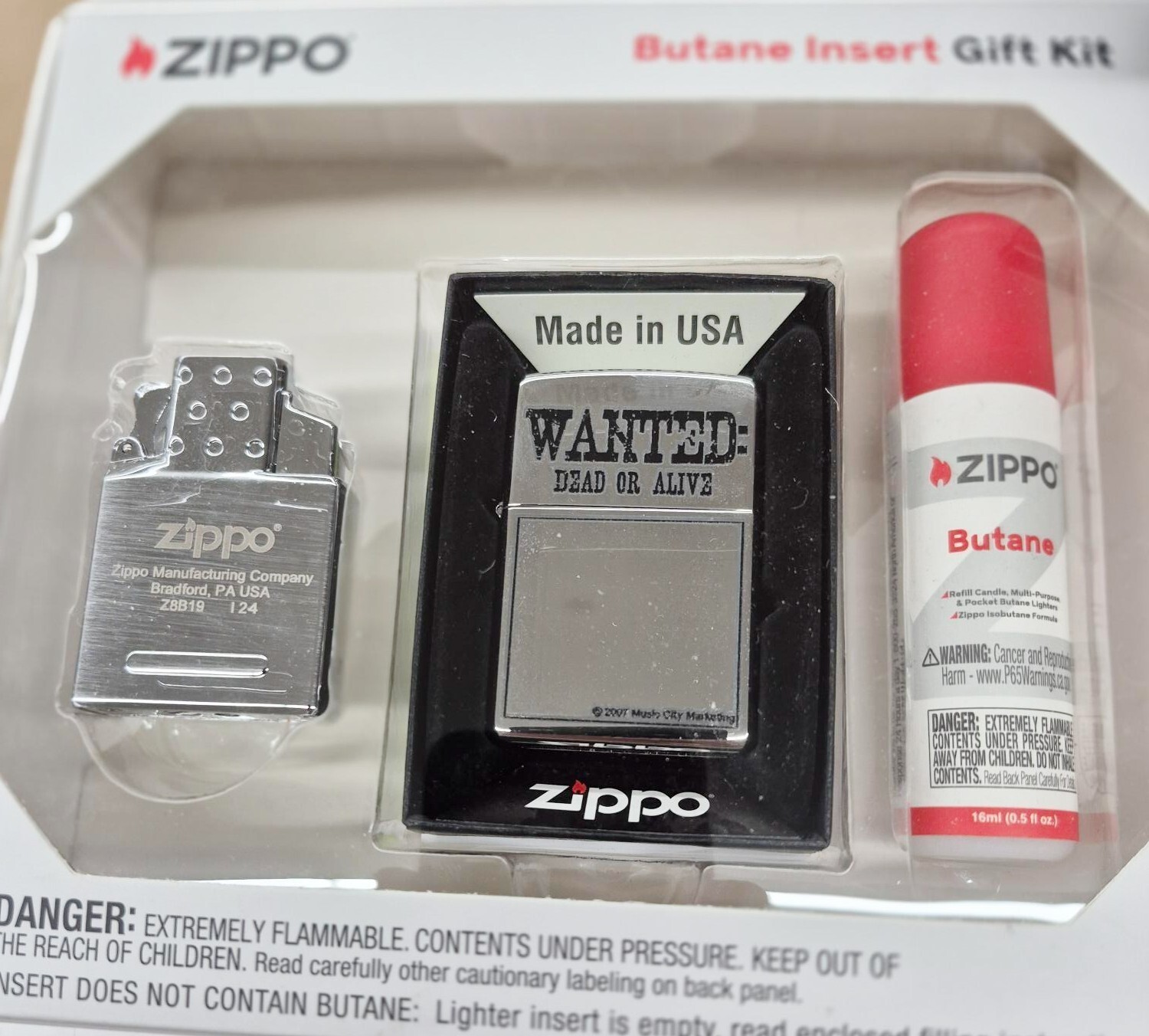 Rare Polished Wanted Dead Or Alive Zippo Lighter Gift Kit - $37.95