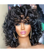 18inch Afro Rose Curly Bob Funmi Wigs with Bangs - $129.86 CAD