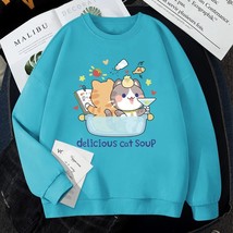 2022 Autumn Harajuku Women Pullover Sweatshirt Hoodies Hat Cat Print Korean Wint - £57.74 GBP