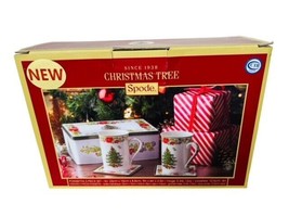 Spode Christmas Set Poinsettia England nib box holiday mug coasters cup tin tree - £38.72 GBP