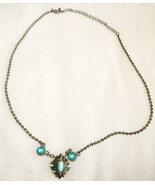 BEAUTIFUL SILVERPLATED &amp; BLUE STONES NECKLACE WITH PENDANT - £20.56 GBP