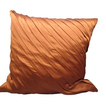 Vintage Bronze Ruche Throw Pillow Cover, Smocked Satin Stripes, Rust Color - £30.42 GBP