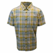 prAna Men&#39;s Mustard Yellow Turquoise Plaid S/S Woven Shirt (S24) - £9.54 GBP