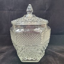 Anchor Hocking Wexford Ice Bucket Cookie Jar Canister Glass Diamond Lid Vtg - $21.99
