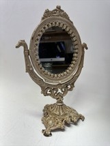 Vintage Vanity Table Cast Iron Oval Victorian Cast Mirror Swivel Bird Ac... - £119.89 GBP