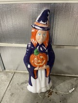 Vintage 1997 Grand Venture Blow Mold Halloween Witch Holding Jack-O&#39;-Lantern 40&quot; - £46.70 GBP