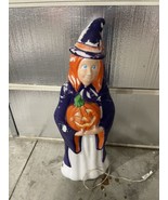 Vintage 1997 Grand Venture Blow Mold Halloween Witch Holding Jack-O&#39;-Lan... - £46.71 GBP