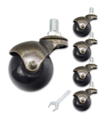 Ball Wheel Casters 2&quot; Brass Vintage Antique Finish Retro Replacement Set... - $25.34 CAD