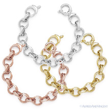 .925 Italy Sterling Silver Faceted and Oval Cable Double-Chain Italian Bracelet - £93.55 GBP