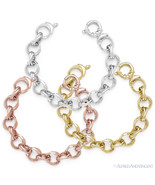 .925 Italy Sterling Silver Faceted and Oval Cable Double-Chain Italian B... - $122.39