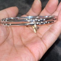 Stella &amp; Dot Silver Plated Clear Crystal Bangle Bracelet - £31.16 GBP