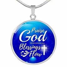 Express Your Love Gifts Praise God Circle Necklace Engraved Stainless Steel 18-2 - £48.20 GBP