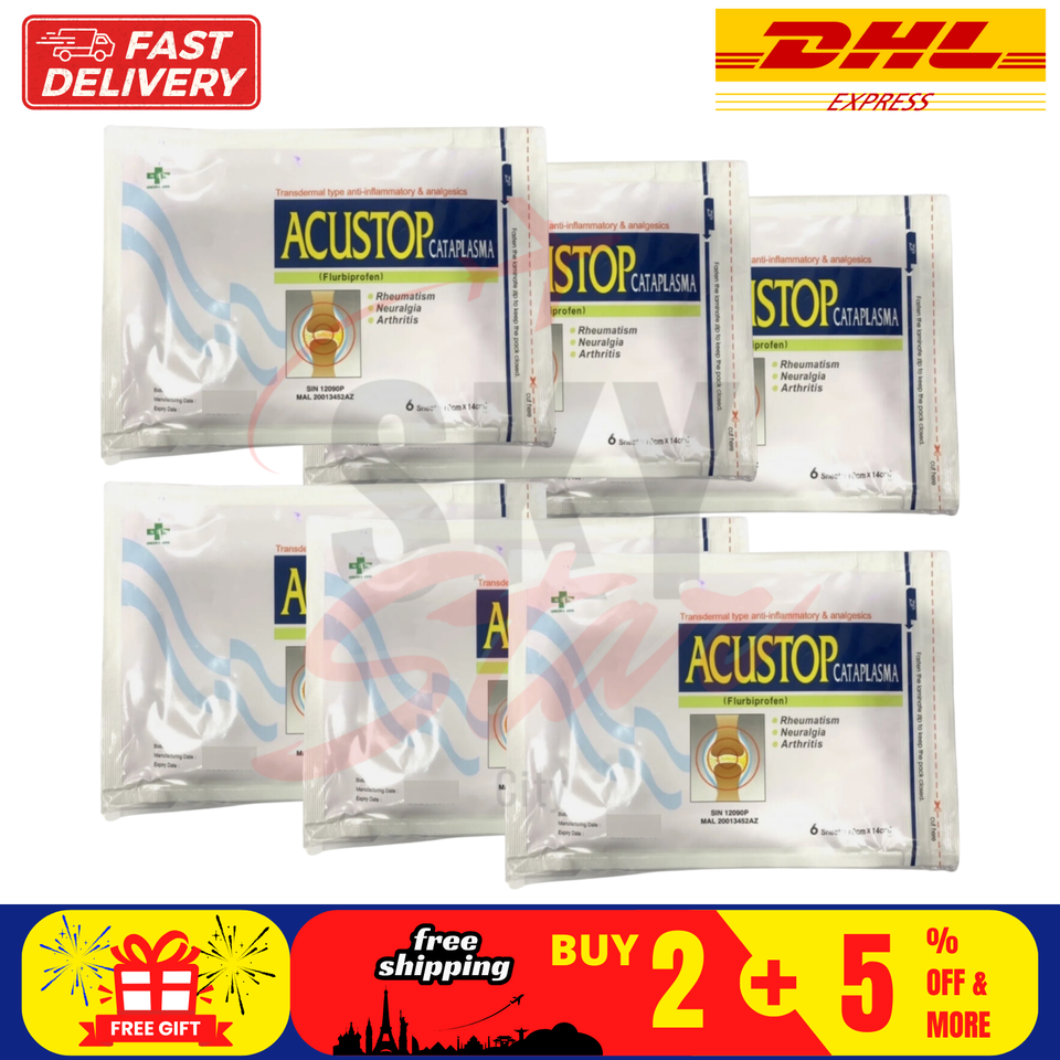 6 Pack Acustop Cataplasma Plaster Analgesic Release Body Shoulder Joint ... - $91.87