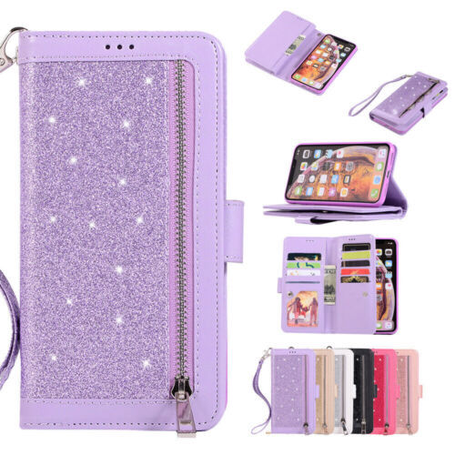 For iPhone 14 Pro Max 14 XR 6s 7 8+ XS  Leather Glitter Wallet Flip Case Cover