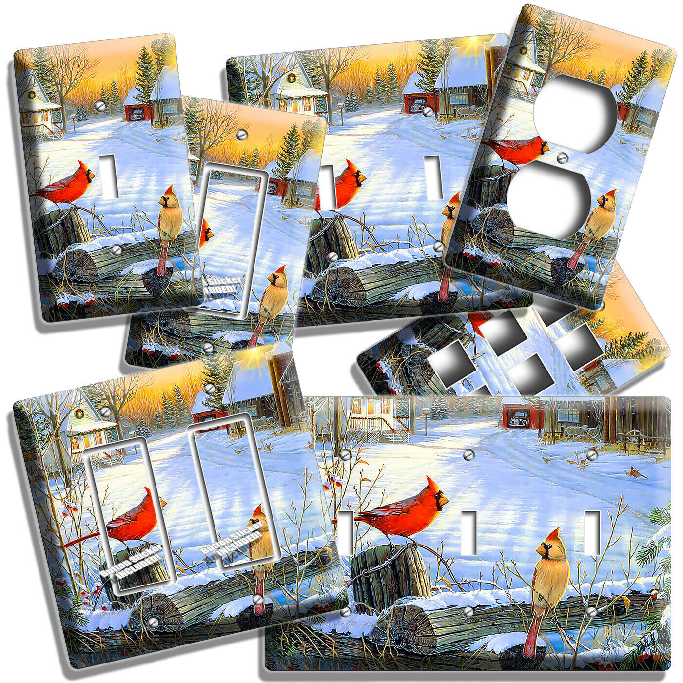 CARDINAL BIRDS CONTRY WINTER MORNING LIGHT SWITCH OUTLET WALL PLATES ROOM DECOR - $16.73 - $26.96