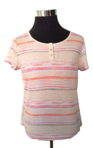 Croft &amp; Barrow T-Shirt Teens/Juniors Size Large Multicolor Stripes Casual - $11.88