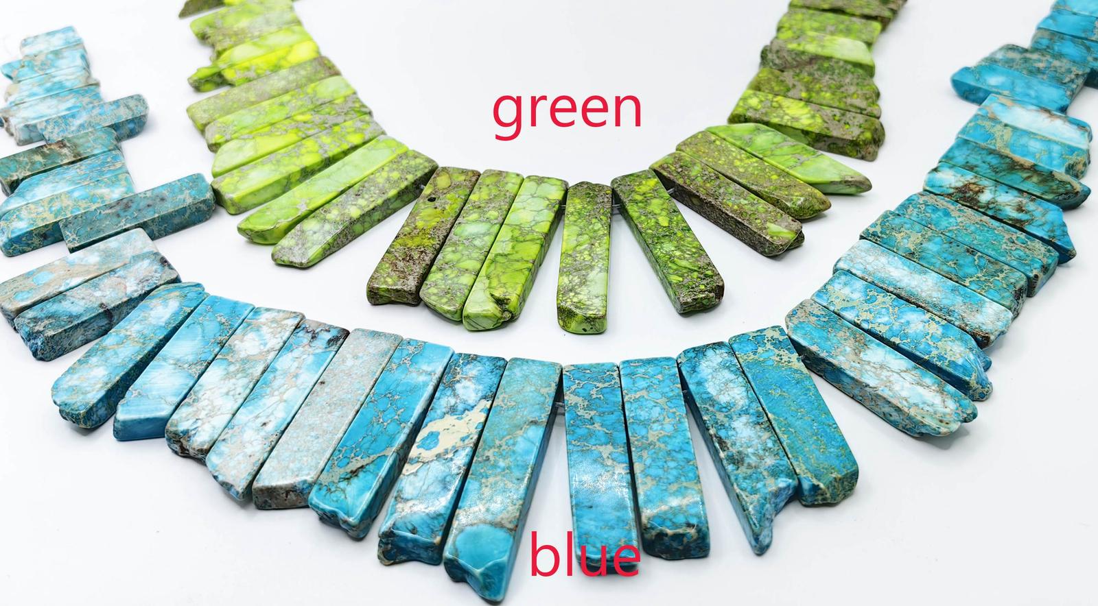 18inch Green Royal Blue Jasper Stick Beads,Impression Jasper Long  Rectangle Emp