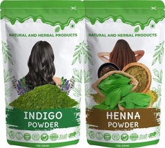 Herbal Henna Indigo Powder for Hair Black Color Combo Long Lasting 100g x 2 - £14.65 GBP