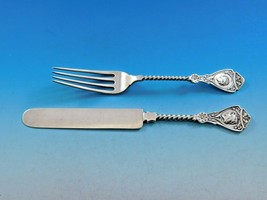 Medallion with Twist by Wood &amp; Hughes Sterling Silver Junior Set 2 Pc Fork Knife - £386.97 GBP