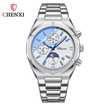 Multi-Functional Men&#39;s Watch Moon Calendar Timing Waterproof Steel Belt Quartz W - £30.84 GBP