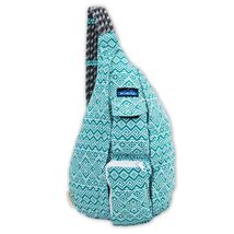 Kavu Women's Rope Bag Backpack Teal Quilt Green White Aztek Tribal Print - $19.99