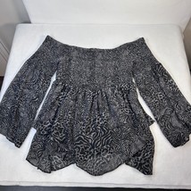 Torrid Babydoll Blouse Off Shoulder Animal Print Long Sleeve Top Plus Size - $27.72