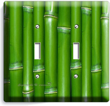 GREEN LUCKY BAMBOO DOUBLE LIGHTSWITCH WALL PLATE ROOM HOME FENG SHUI HOU... - $12.08