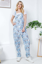Dancing Cats Print Overall Jumpsuit Bib Colorful Comfy Casual Kittens Pet Kitty - £27.91 GBP