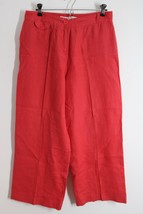 Max Studio 4 Coral Red Wide Leg 100% Linen Lightweight Summer Pants - £19.38 GBP