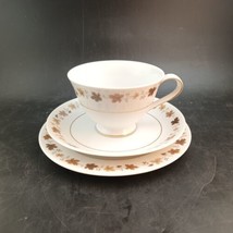 Sango China &#39;Rene&#39; Tea Cup, Saucer Underplate Mint Condition Leaves &amp; Gold Trim  - £12.39 GBP