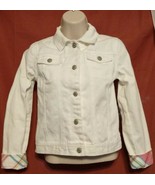 Chaps White Denim Button Front Jacket w/Fold Up Plaid Cuffs Size Large 1... - £14.54 GBP
