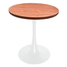 LeisureMod Bristol 27&quot; Round Dining Table, Modern MDF Top &amp; White Iron P... - $173.46