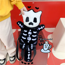 Black Skeleton Harajuku Mini Backpack Women Men Mall Goth Dark Aesthetic Backpac - £29.42 GBP