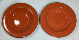 Set of 2 Pier 1 Toscana Terracotta Wide Soup Pasta Bowl with Rim Hand-Painted - $22.53