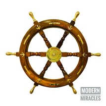 Nautical Wooden Ship Wheel, Marine Wall Hanging 24&quot; Ship Wheel Nautical ... - £67.17 GBP