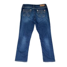 Seven 7 Women&#39;s Size 10 Straight Mid-Rise Embroidered Back Pockets Blue Jeans - $17.97