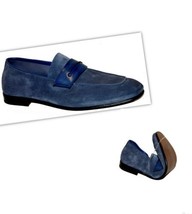 Ermenegildo Zegna Men&#39;s  Suede Flex Loafers Blue Shoes Size EU 10 US 11 - $538.05