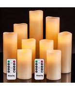 4&quot; 5&quot; 6 7 8 9 Set Of 9 Ivory Real Wax Pillar Led Candles With 10-Key Rem... - £24.19 GBP