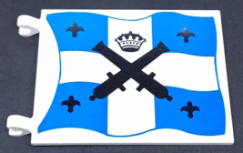 Lego Vintage White Flag 6 x 4Black Crossed Cannons and Crown over Blue a... - $11.65