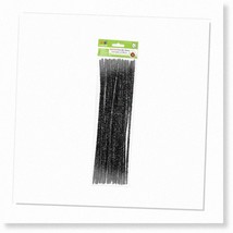 Black Sparkle Craft Stems - 35-Piece Pack of 6mm x 12in Tinsel Chenille Stems, G - $38.60