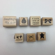 Vintage Stampin Up Note Thanks Bow Star Tracks Acorn Set 7 Rubber Stamps 1999 - $19.99