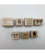 Vintage Stampin Up Note Thanks Bow Star Tracks Acorn Set 7 Rubber Stamps... - £15.93 GBP