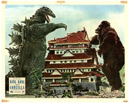 King Kong vs Godzilla 1962 Godzilla &amp; Kong destroy house 8x10 inch photo - £7.62 GBP