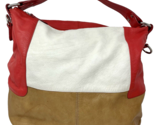Carol J. Women's Color Block Leather Hobo Bag Large Red/Tan/White - $33.24