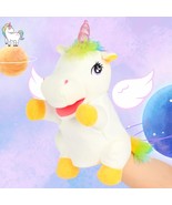 Plush Unicorn Hand Puppet Magical Horn Stuffed Toy Open Movable Mouth Fo... - £17.74 GBP