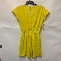 INC Womens S Sunbeam Yellow Faux Fur Piping V Neck Romper NWD Q56 - $455.74 MXN