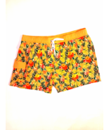 Swim Shorts Adult XXL Yellow Orange Knit Tropic Print Comfort Stretch Ca... - $181.86 MXN