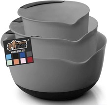 [GREY] Mixing Bowls Set of 3, Slip Resistant Rubber Bottom - £34.97 GBP