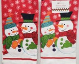 Set of 2 Same Kitchen Towels(15&quot;x25&quot;) CHRISTMAS,2 SNOWMEN &amp; SNOWFLAKES O... - $10.88