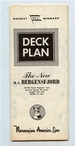 Norwegian American Line 1957 M S Bergensfjord Deck Plan - £30.31 GBP